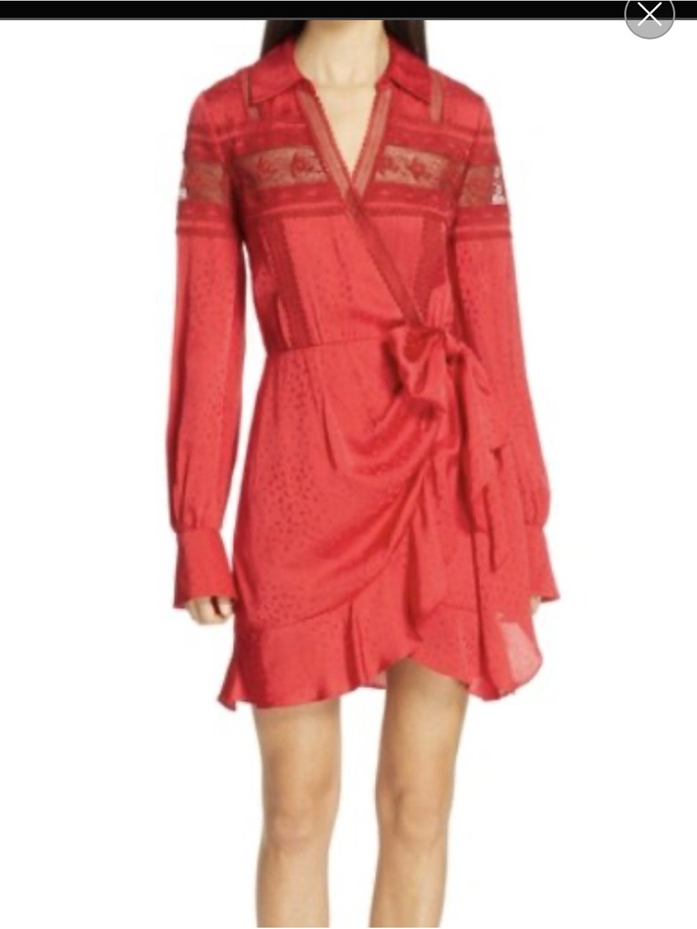 Self-Portrait Red Lace Collared Dress